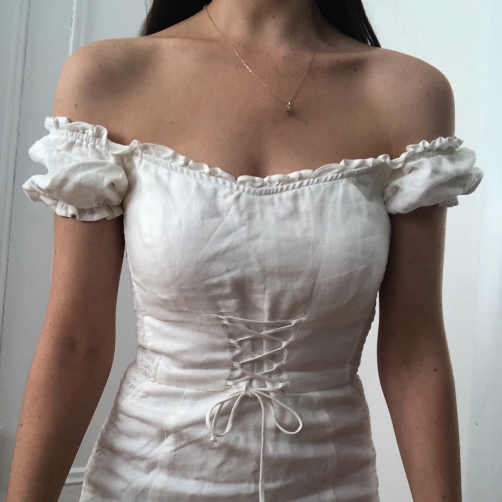 Reformation white corset lace dress